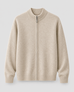 Men’s Merino Wool Zip-Up Cardigan – Stand Collar Knit
