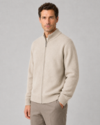 Men’s Merino Wool Zip-Up Cardigan – Stand Collar Knit