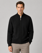 Men’s Merino Wool Zip-Up Cardigan – Stand Collar Knit