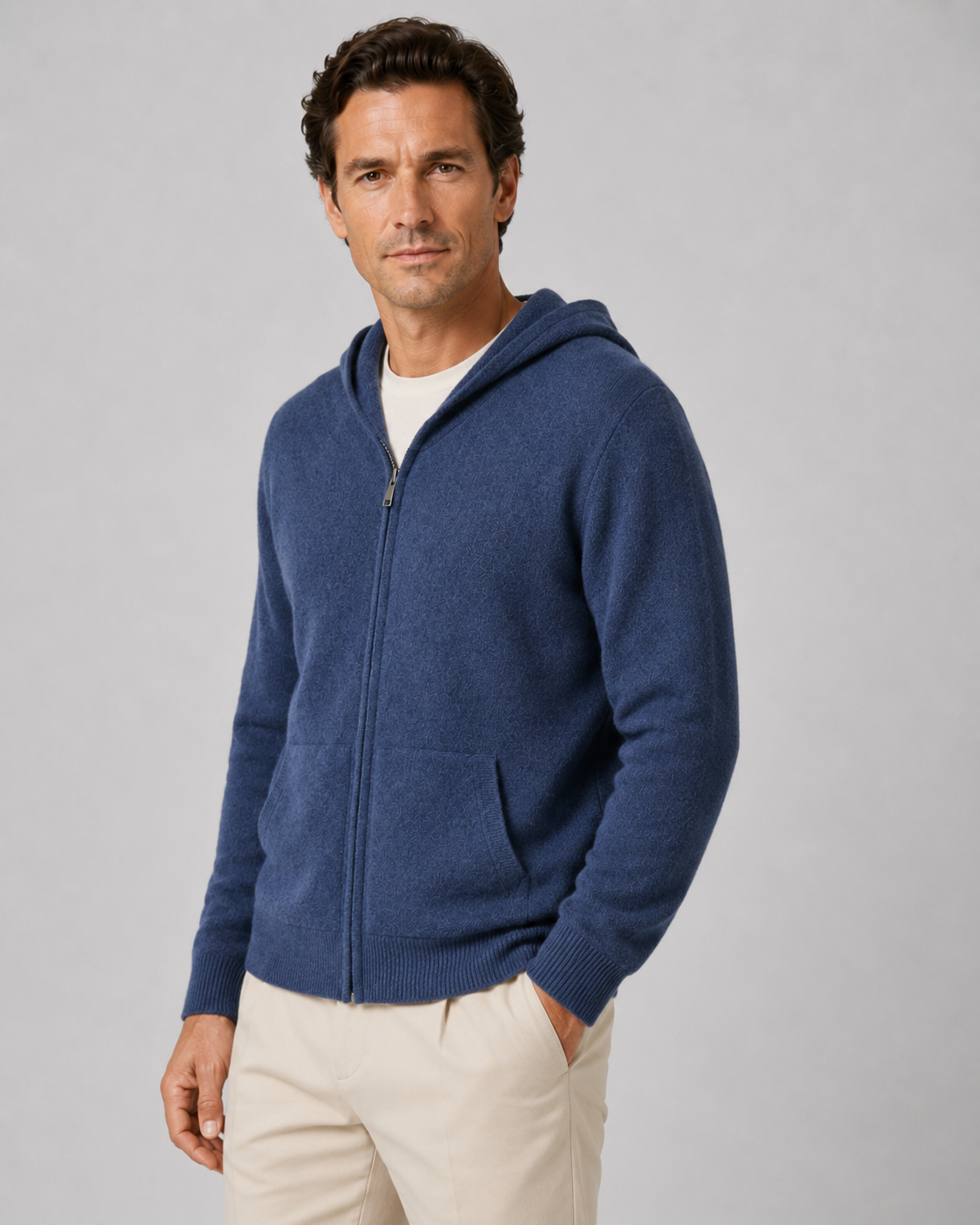 Men’s Merino Wool Zip-Up Hoodie – Lightweight Knit