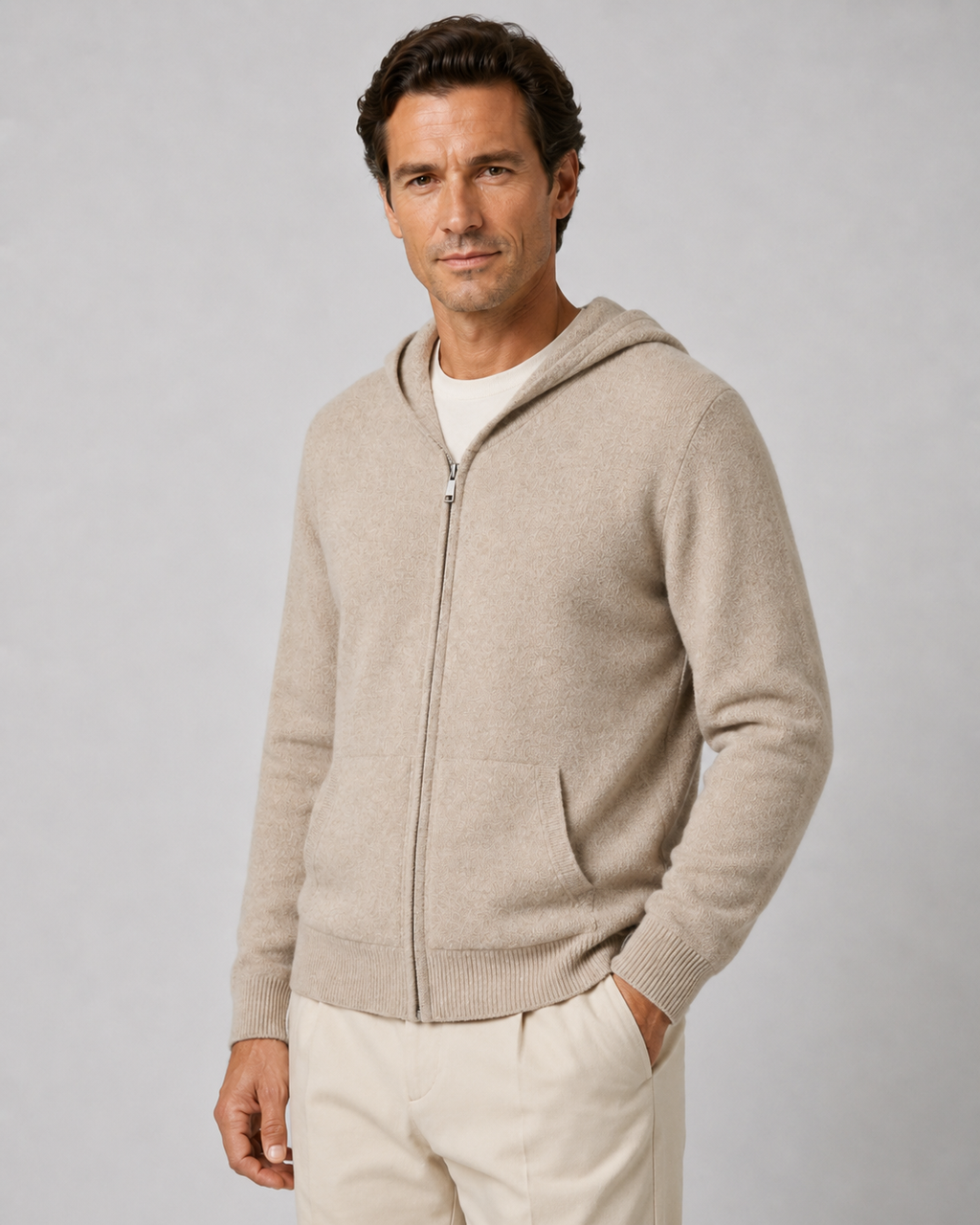 Men’s Merino Wool Zip-Up Hoodie – Lightweight Knit