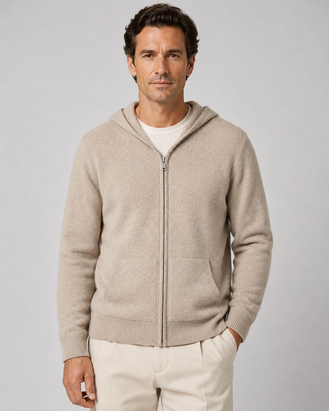 Men’s Merino Wool Zip-Up Hoodie – Lightweight Knit