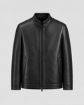 Men’s PU Leather Stand Collar Zip Jacket