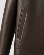 Men’s PU Leather Stand Collar Zip Jacket