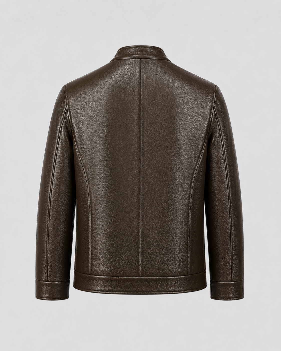 Men’s PU Leather Stand Collar Zip Jacket