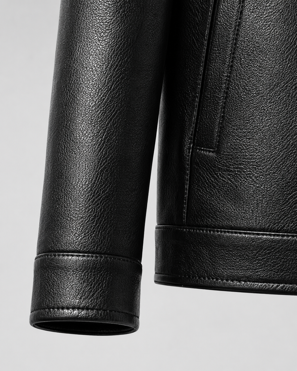 Men’s PU Leather Zip Jacket with Classic Collar
