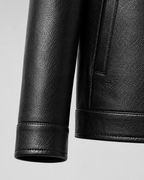 Men’s PU Leather Zip Jacket with Classic Collar