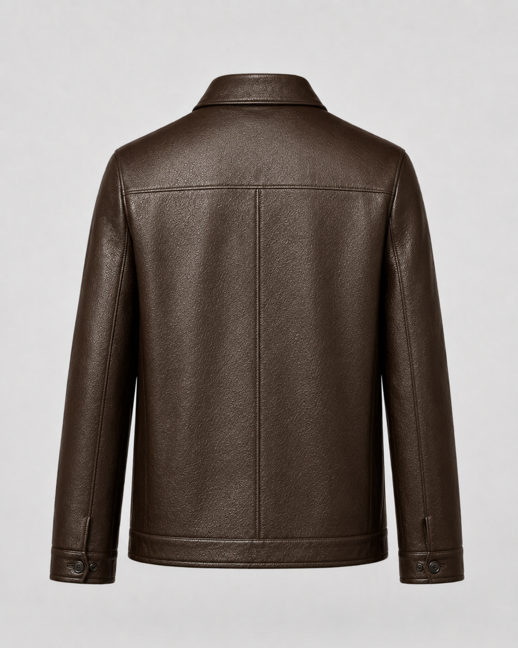 Men’s PU Leather Zip Jacket with Classic Collar