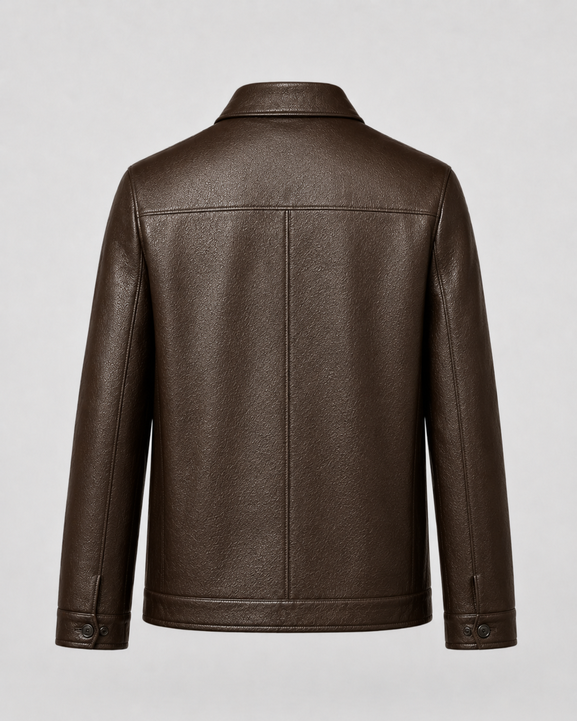 Men’s PU Leather Zip Jacket with Classic Collar