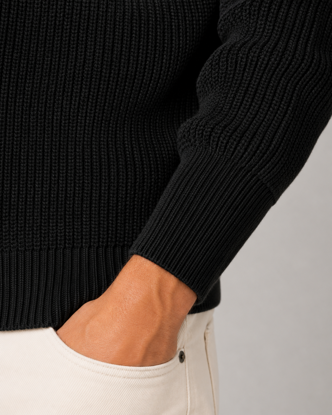 Men’s Quarter-Zip Ribbed Knit Sweater – Mock Neck Pullover