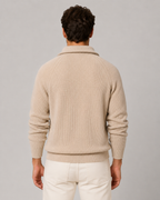 Men’s Quarter-Zip Ribbed Knit Sweater – Mock Neck Pullover