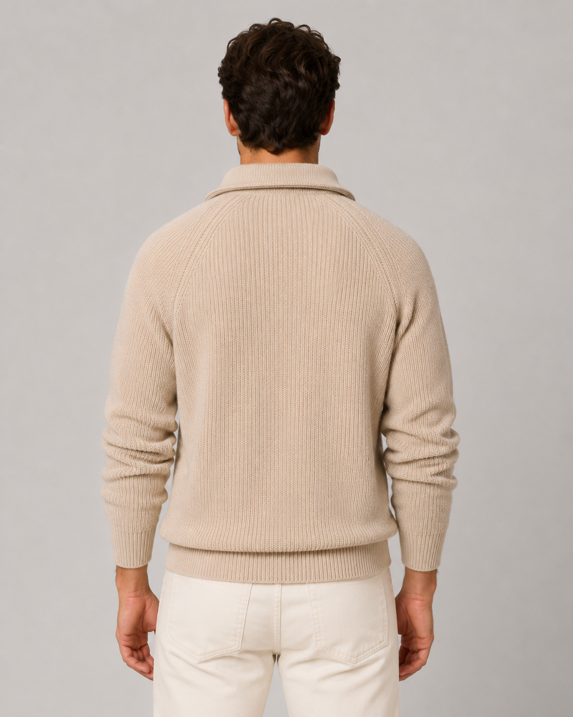 Men’s Quarter-Zip Ribbed Knit Sweater – Mock Neck Pullover