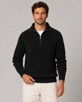 Men’s Quarter-Zip Ribbed Knit Sweater – Mock Neck Pullover