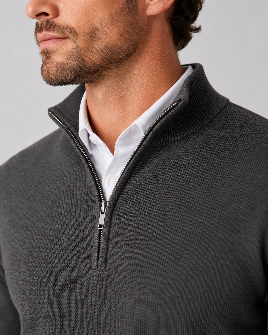 Men's Quarter Zip Knit Sweater – Long Sleeve Pullover
