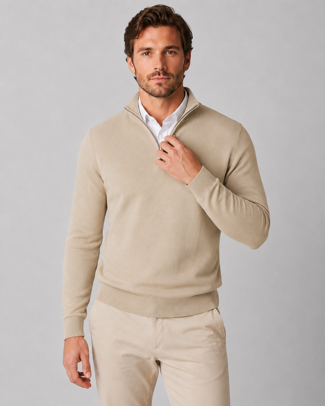 Men's Quarter Zip Knit Sweater – Long Sleeve Pullover