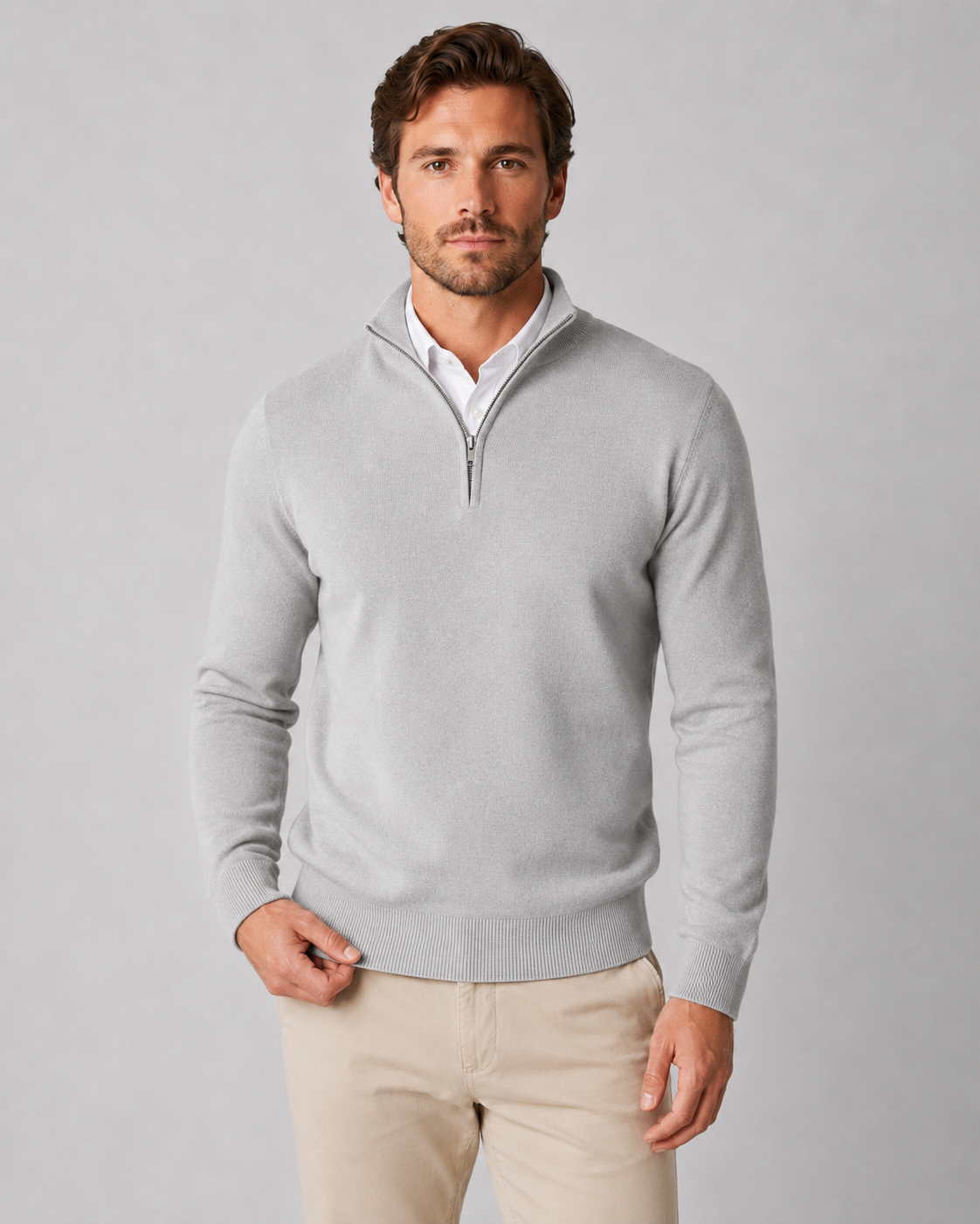 Men's Quarter Zip Knit Sweater – Long Sleeve Pullover