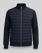 Men’s Quilted Hybrid Jacket – Knit Sleeve Zip Up