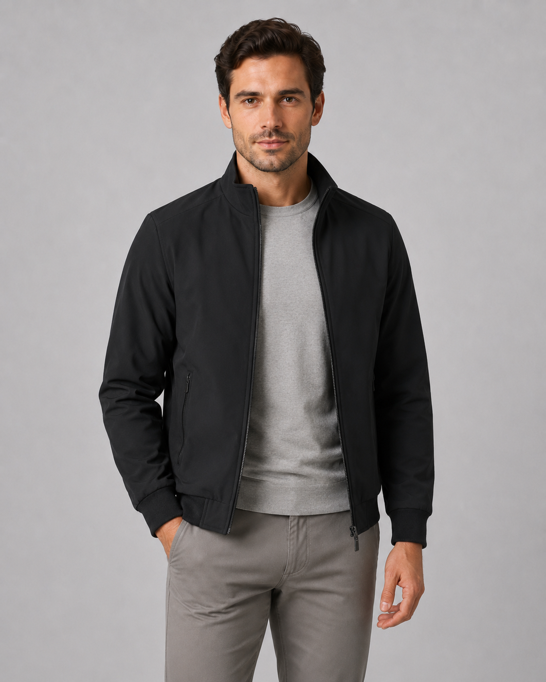 Men’s Quilted Lined Stand Collar Jacket