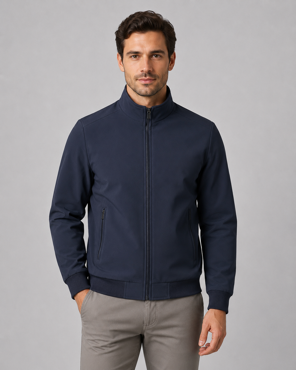 Men’s Quilted Lined Stand Collar Jacket