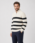 Men's Striped Half Zip Sweater – Ribbed Knit Pullover