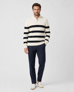 Men's Striped Half Zip Sweater – Ribbed Knit Pullover
