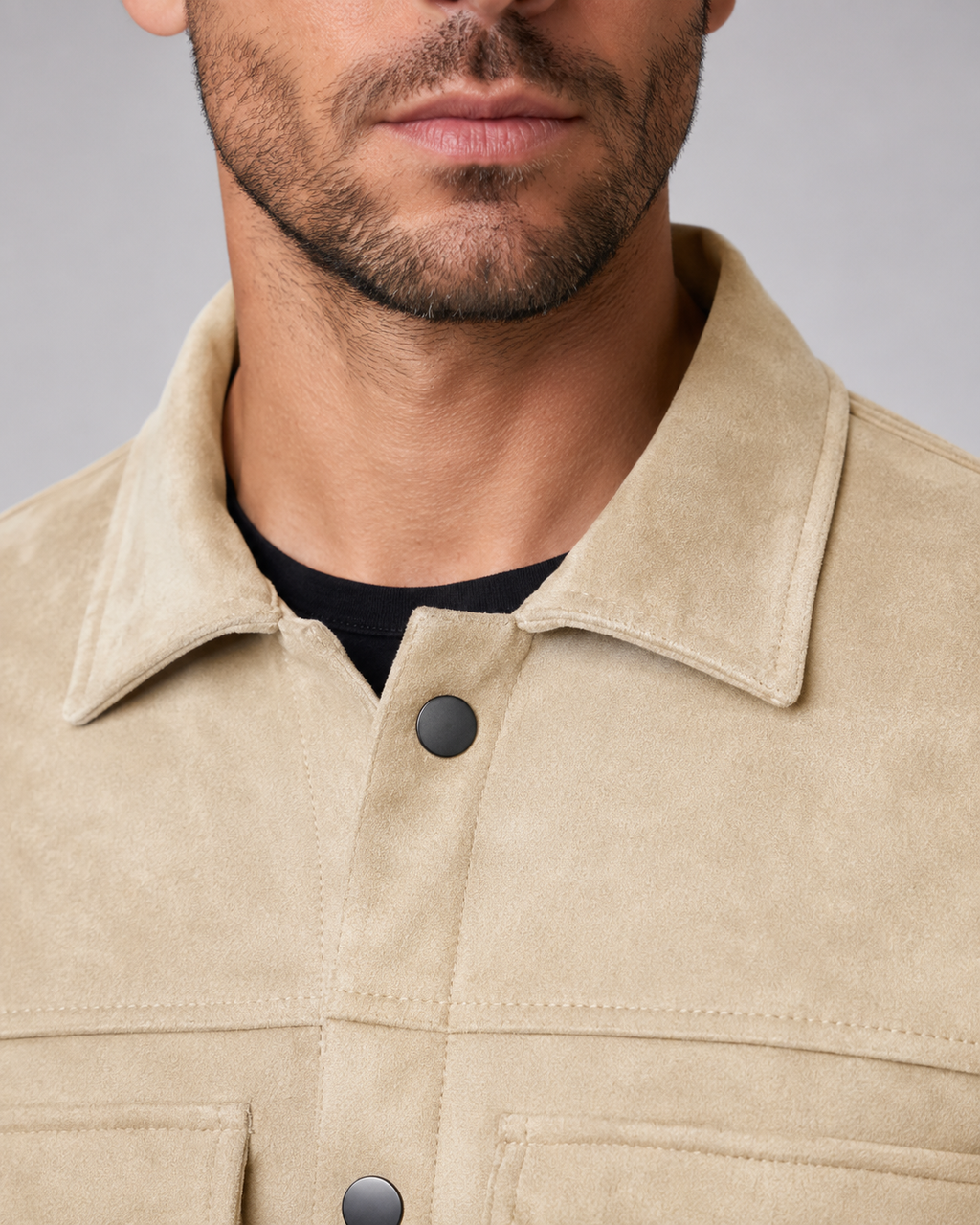 Men’s Suede Overshirt Jacket – Slim Utility Fit