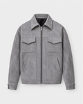 Men’s Suede Utility Jacket – Loose Fit Zip Design