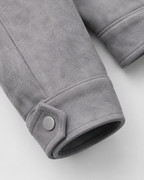 Men’s Suede Utility Jacket – Loose Fit Zip Design
