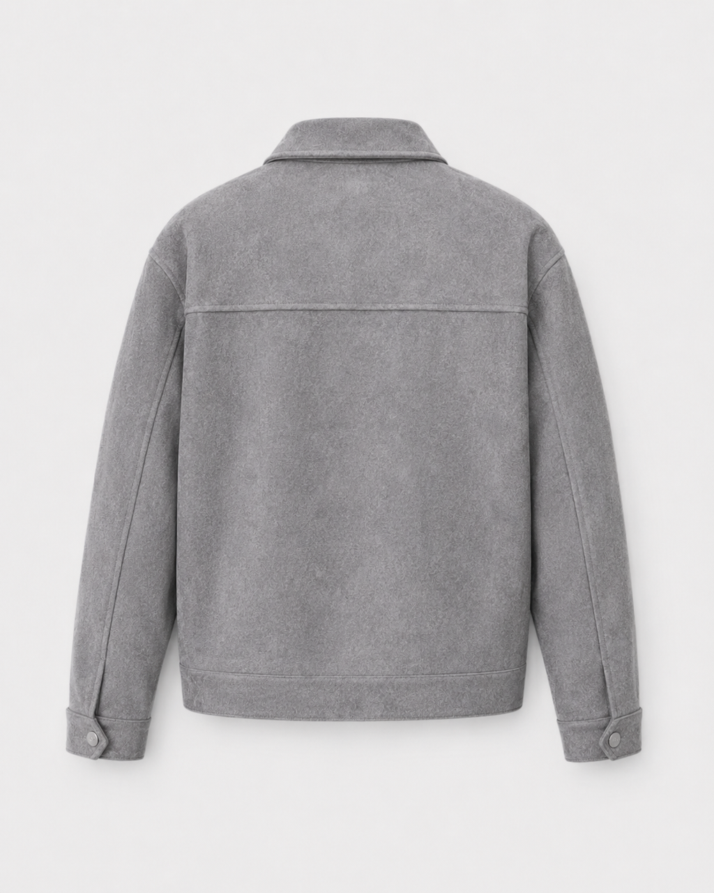 Men’s Suede Utility Jacket – Loose Fit Zip Design