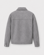 Men’s Suede Utility Jacket – Loose Fit Zip Design