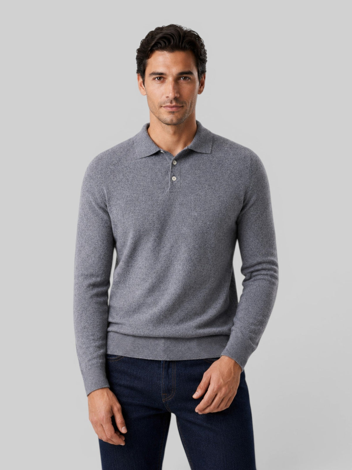 Men's Wool Knit Polo Sweater – Long Sleeve