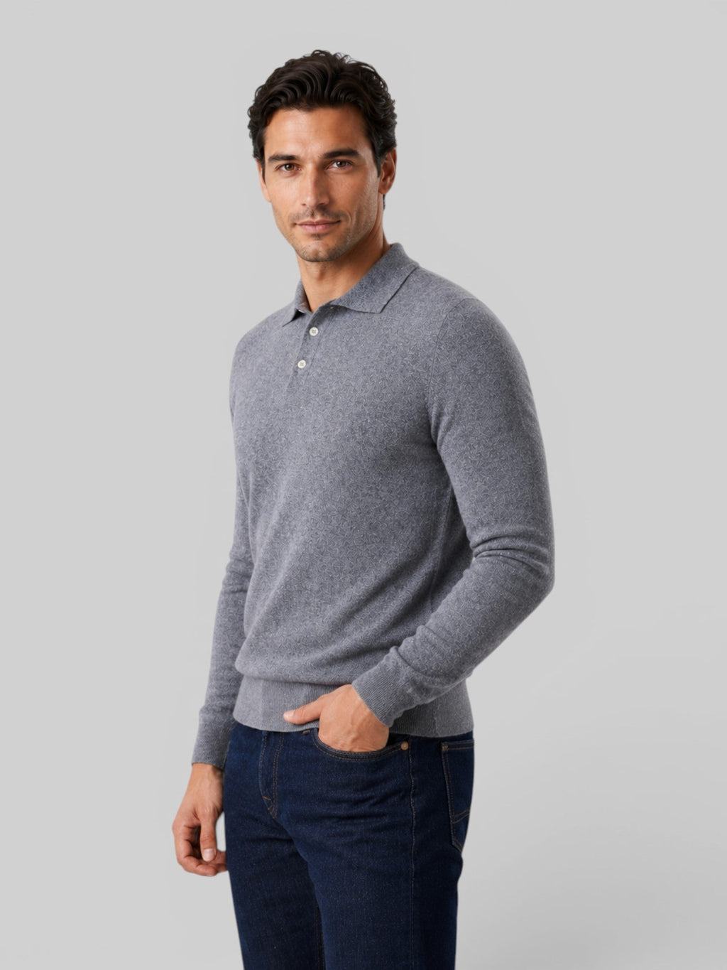 Men's Wool Knit Polo Sweater – Long Sleeve