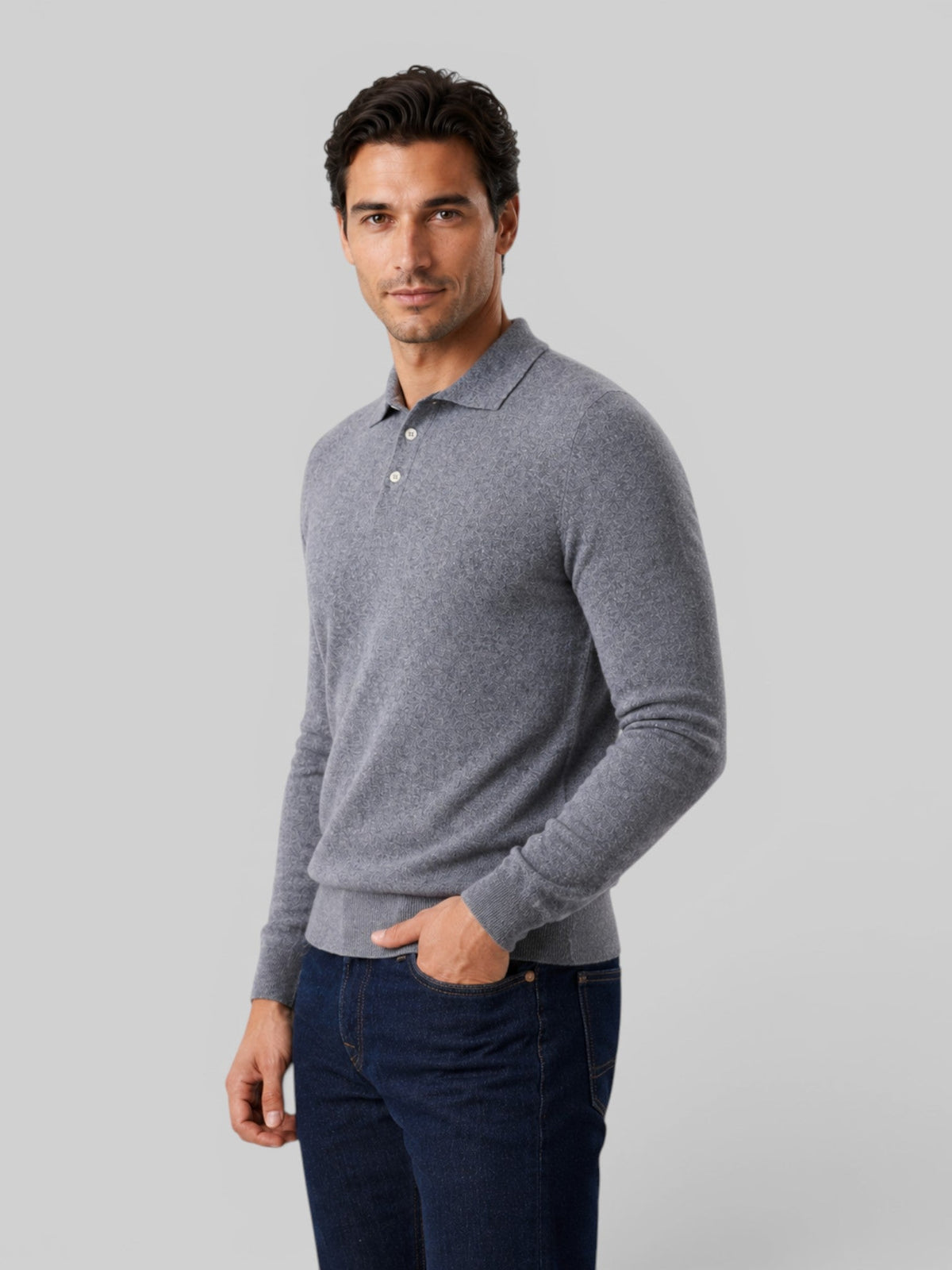 Men's Wool Knit Polo Sweater – Long Sleeve