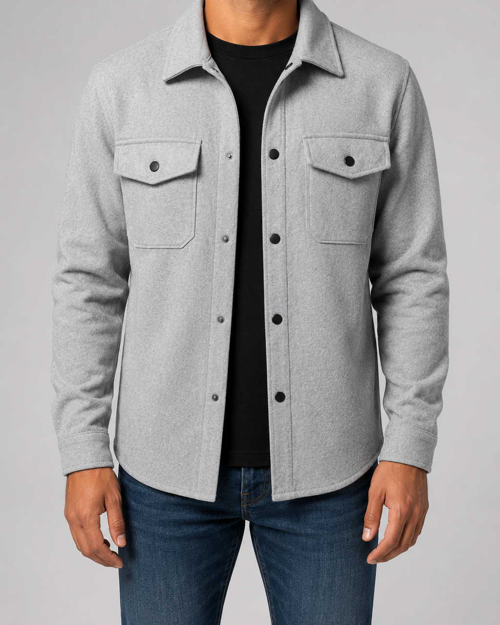 Men’s Wool Blend Overshirt Jacket – Casual Utility Shirt Jacket