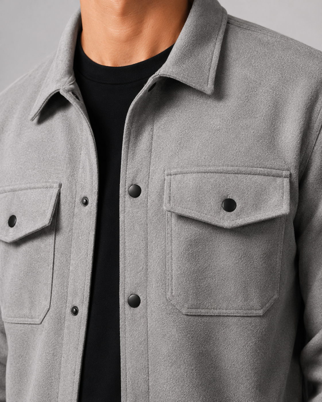 Men’s Wool Blend Overshirt Jacket – Casual Utility Shirt Jacket