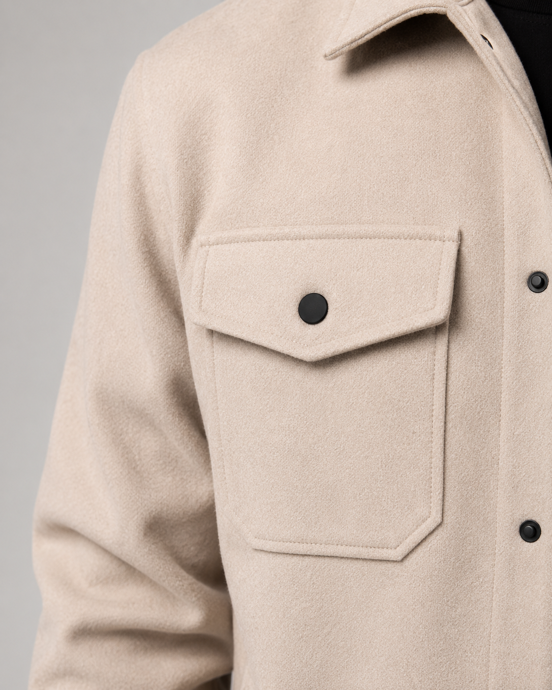 Men’s Wool Blend Overshirt Jacket – Casual Utility Shirt Jacket