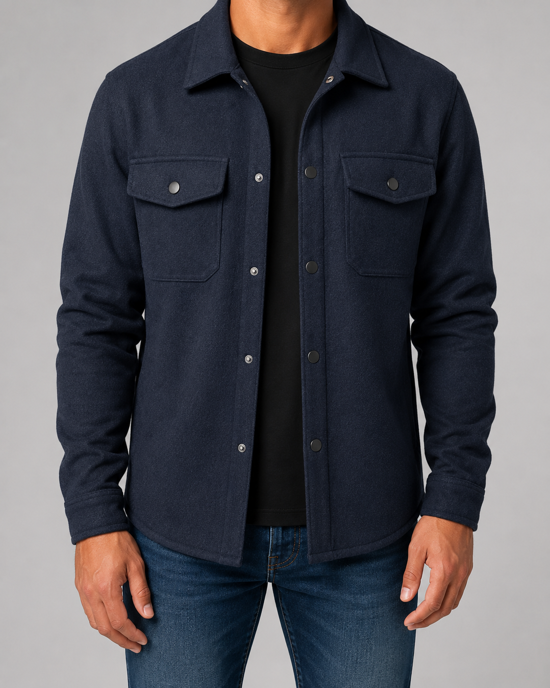 Men’s Wool Blend Overshirt Jacket – Casual Utility Shirt Jacket
