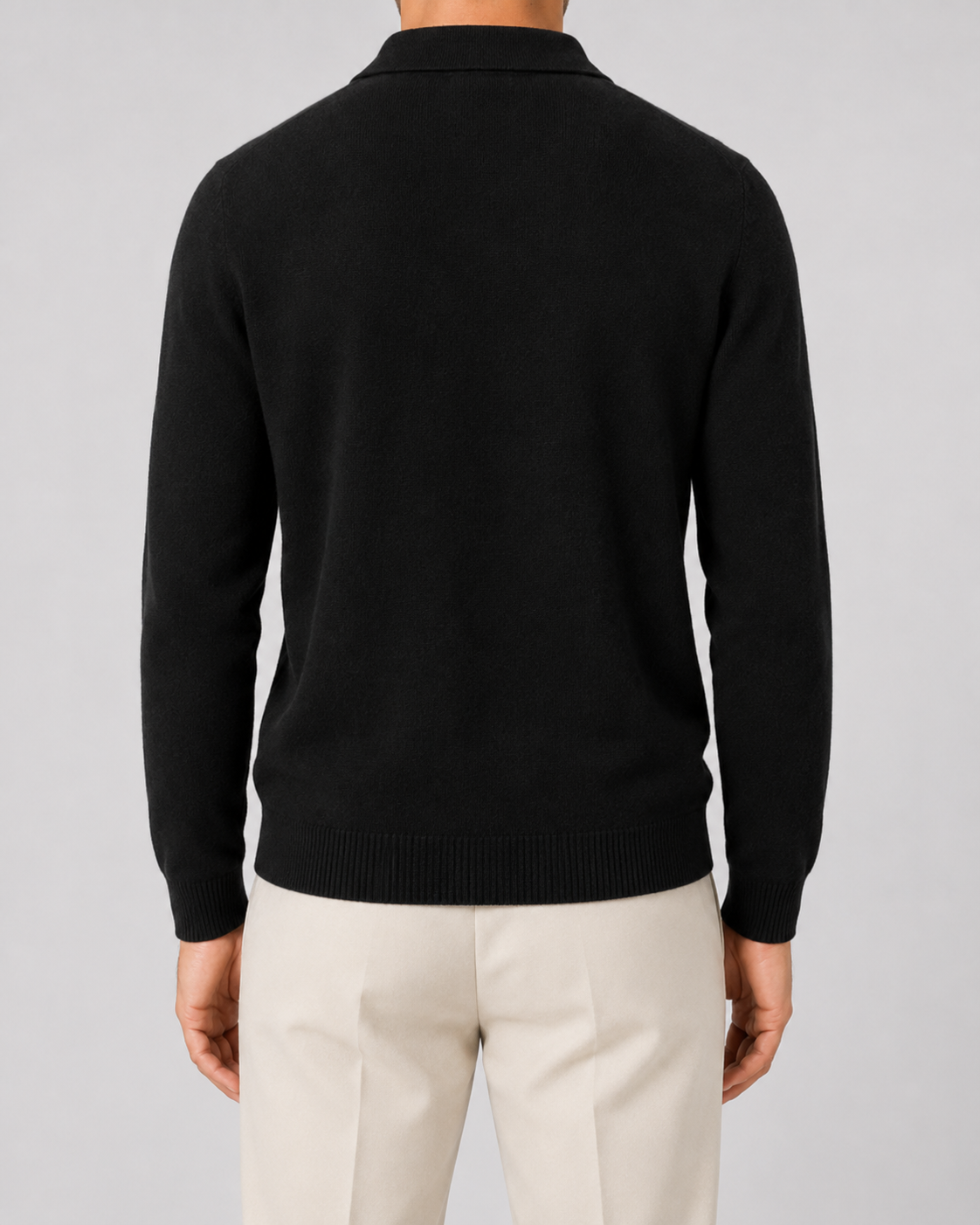 Men’s Wool Polo Sweater – Long Sleeve Knit Polo
