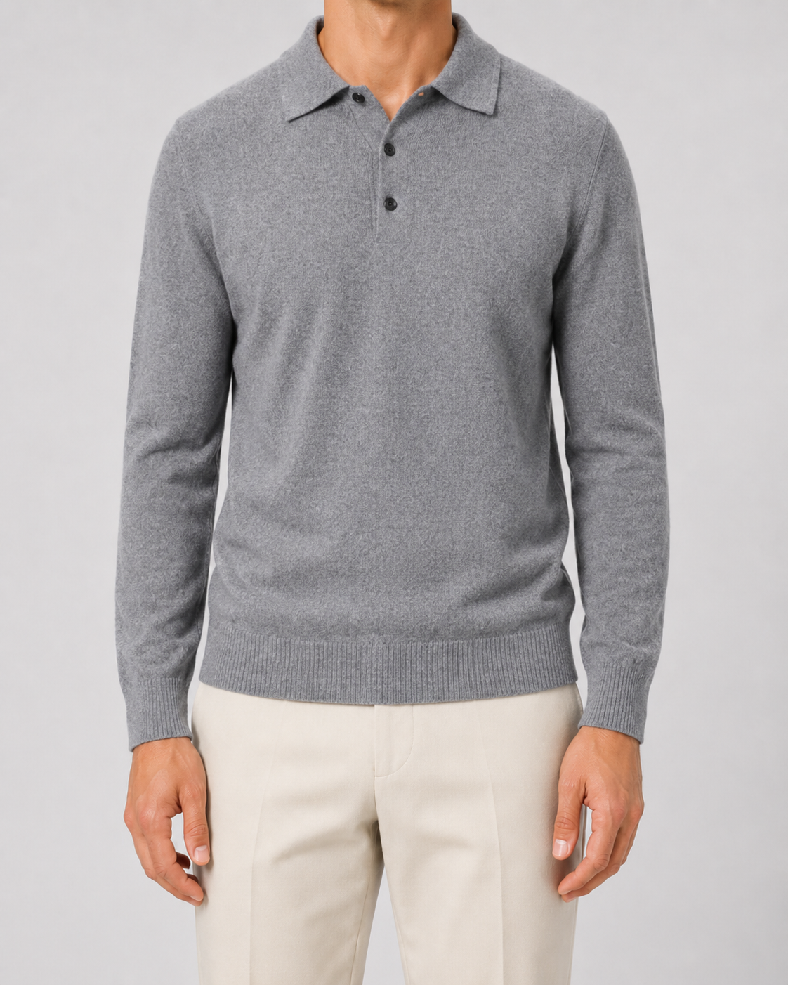 Men’s Wool Polo Sweater – Long Sleeve Knit Polo