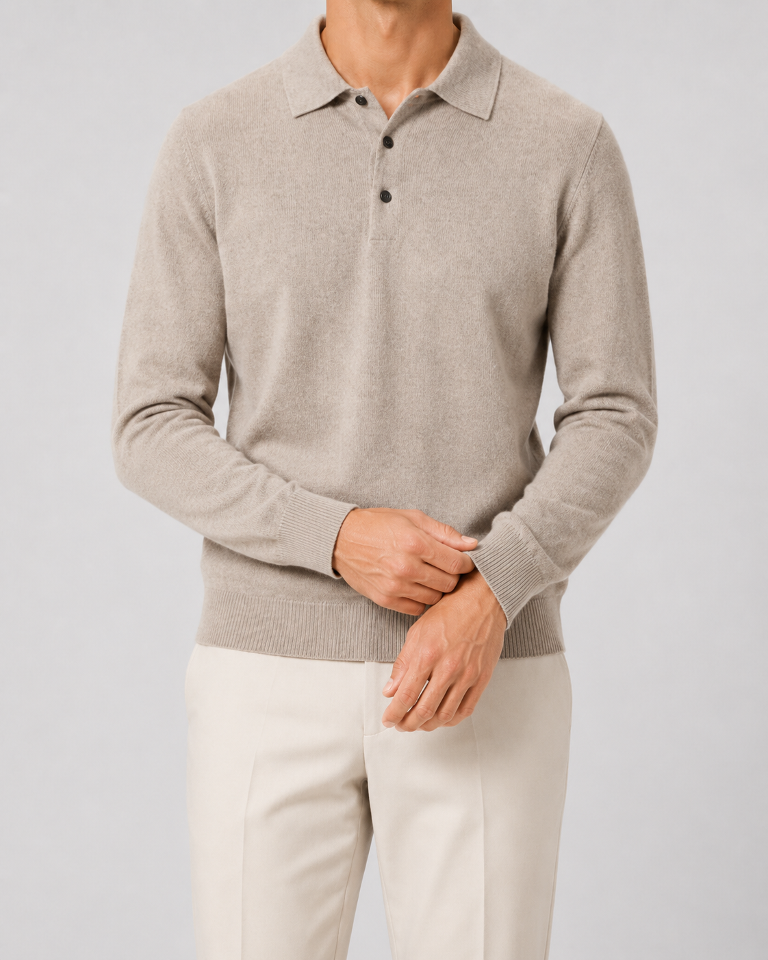 Men’s Wool Polo Sweater – Long Sleeve Knit Polo