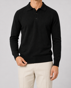 Men’s Wool Polo Sweater – Long Sleeve Knit Polo