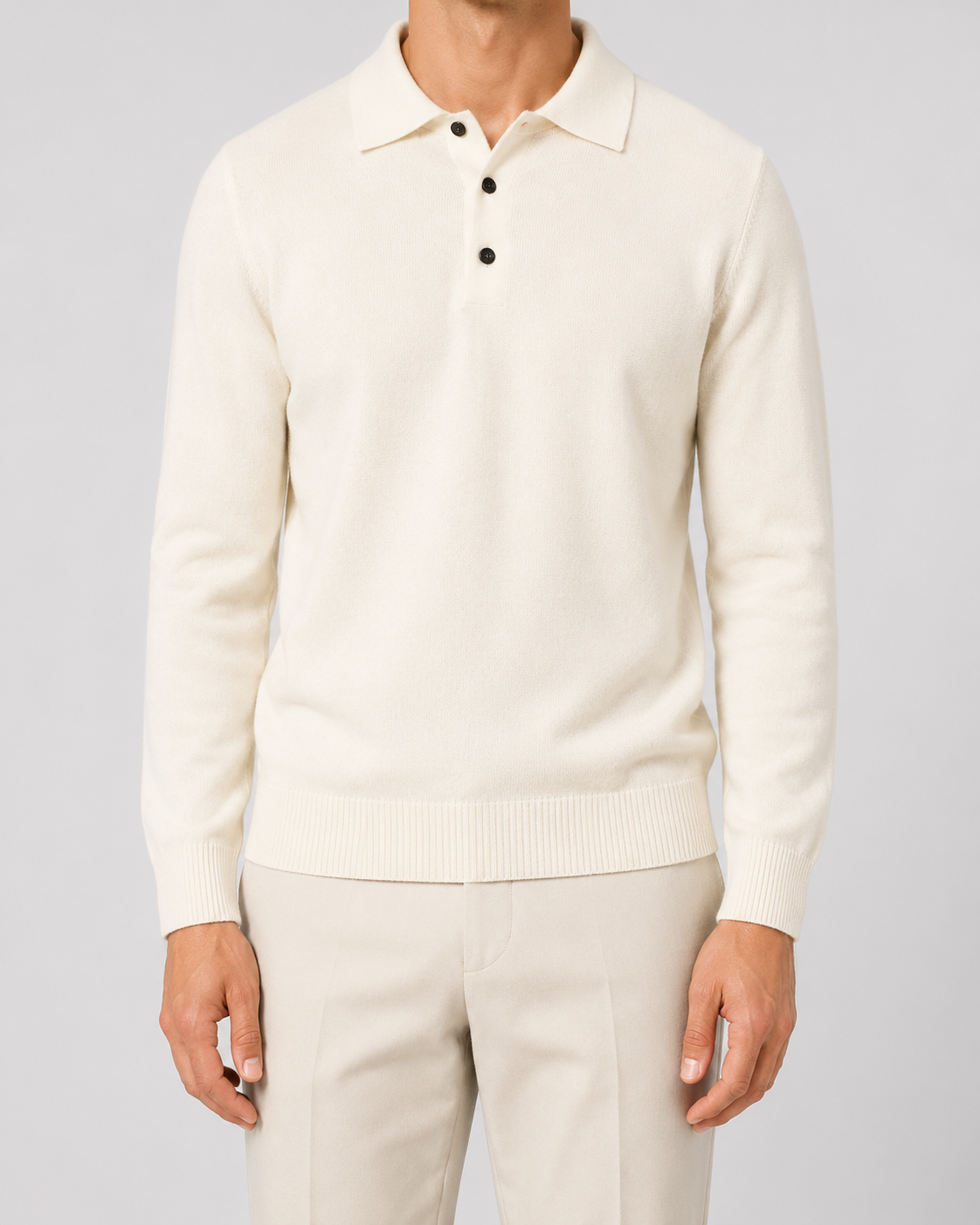 Men’s Wool Polo Sweater – Long Sleeve Knit Polo