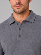 Men's Polo Knit Jumper – Button Long Sleeve Pullover