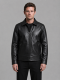 Men's Leather Look Jacket with Zip Pockets – Classic Regular Fit