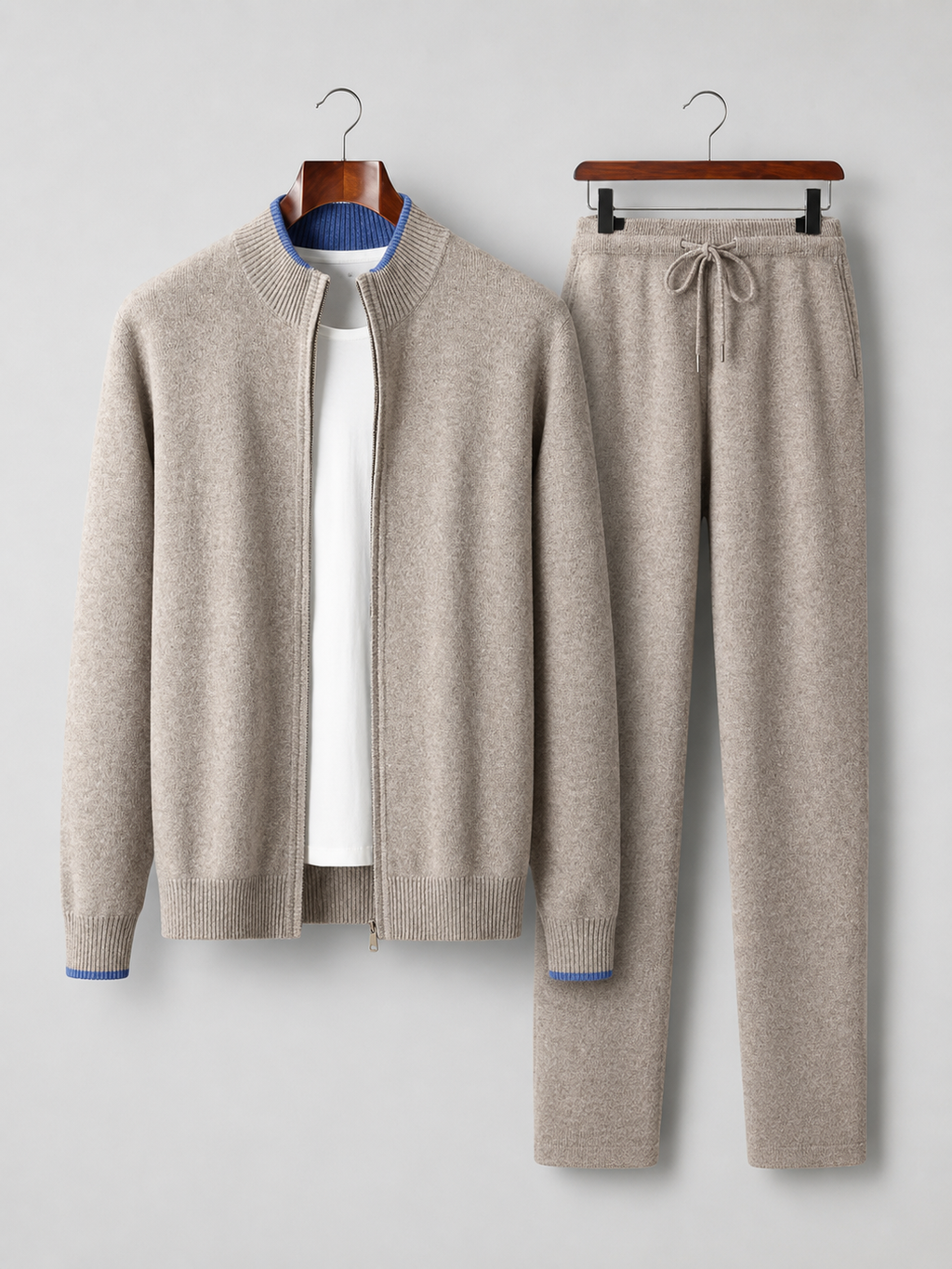 Men's Merino Wool Zip-Up Lounge Set – Soft Knit Relaxed Fit Co-Ord
