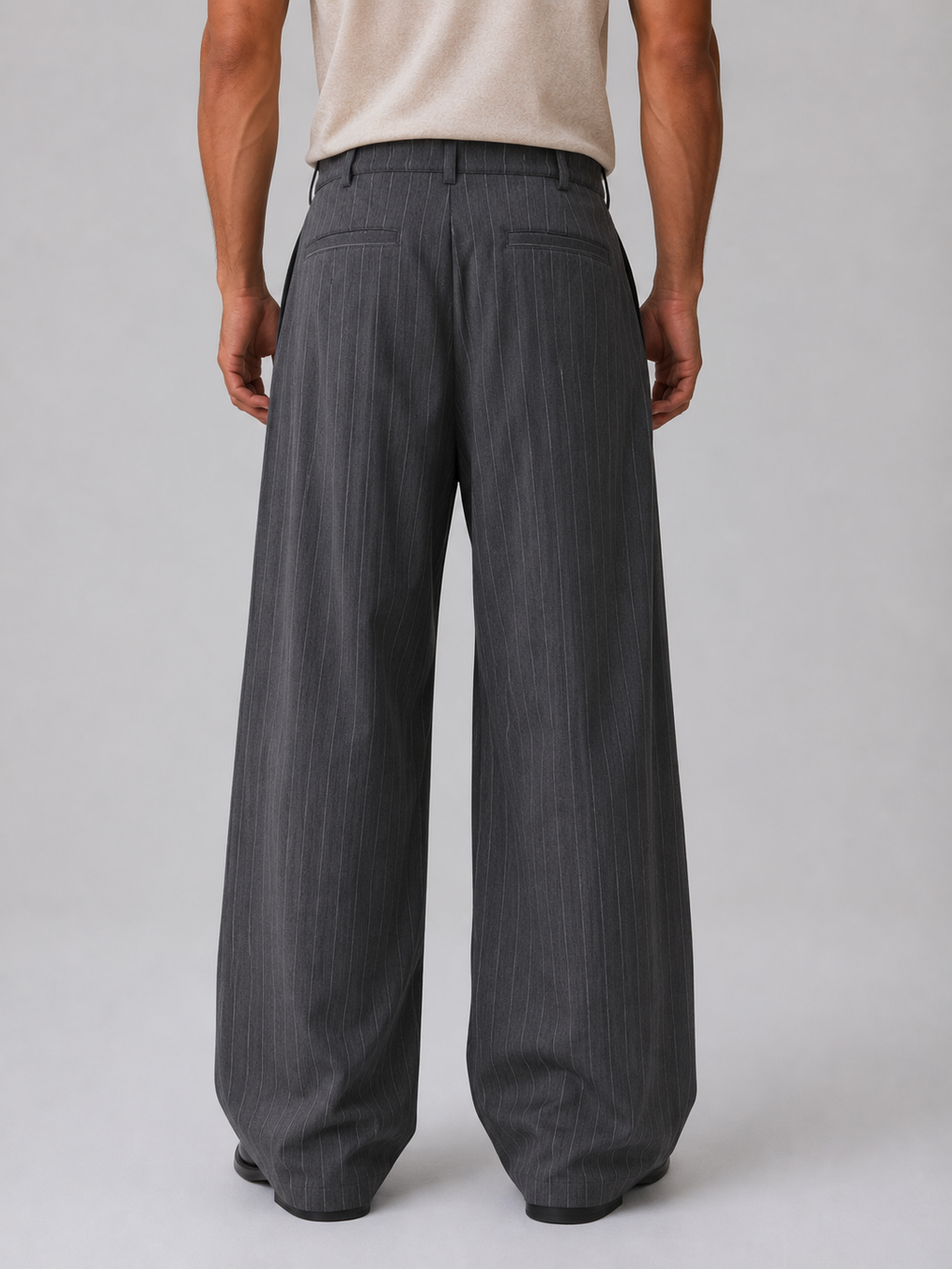 Men’s Pinstripe Wide Leg Trousers – Baggy Tailored Pants
