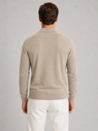 Men's Quarter Zip Polo Jumper – Fine Knit Long Sleeve Sweater