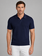 Men's Ribbed Polo Shirt Short Sleeve Polo