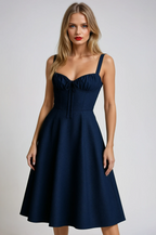 Navy Cocktail Midi Dress