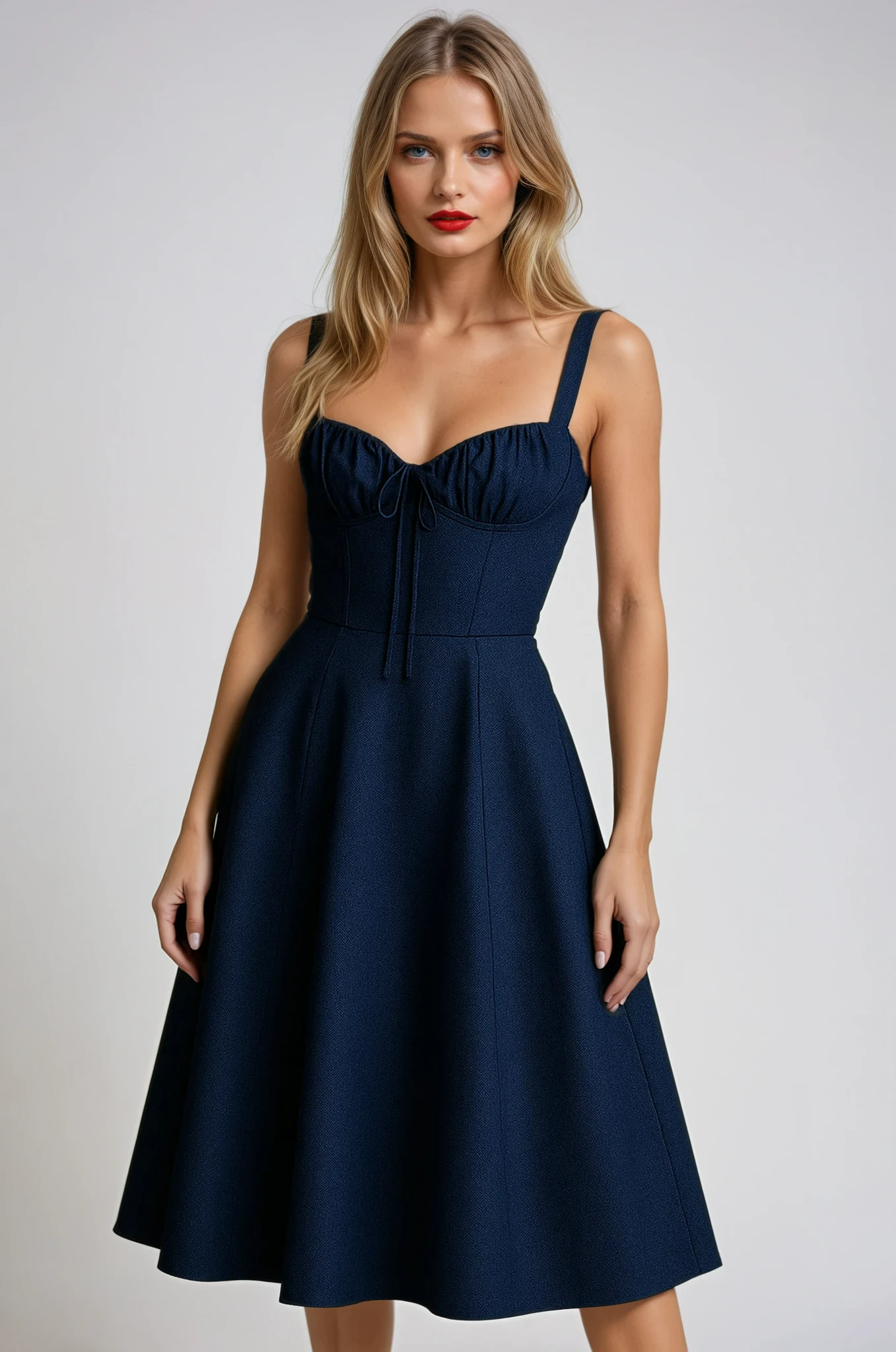 Navy Cocktail Midi Dress